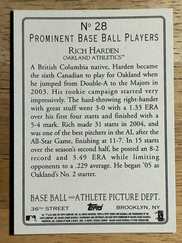 2005 Topps Turkey Red #28 Rich Harden SP