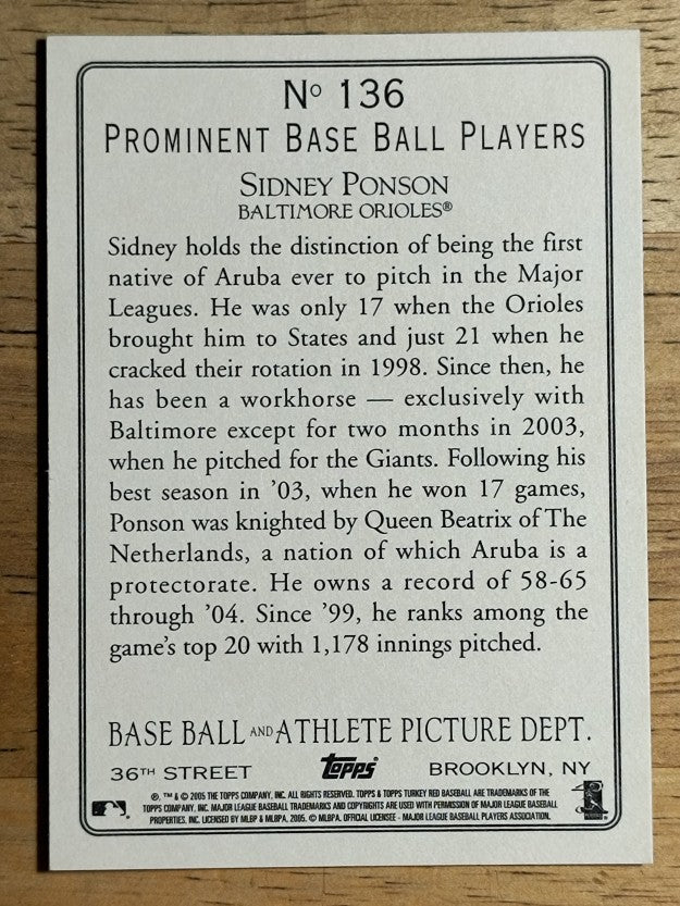 2005 Topps Turkey Red #136 Sidney Ponson
