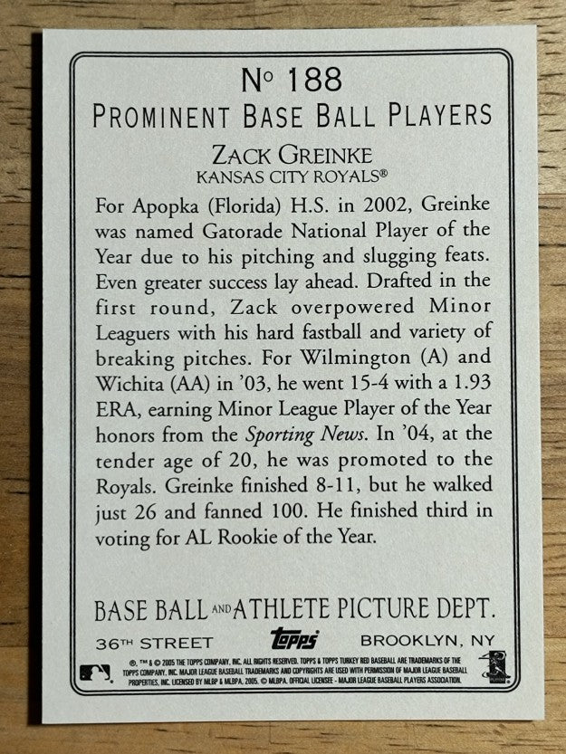 2005 Topps Turkey Red #188 Zack Greinke