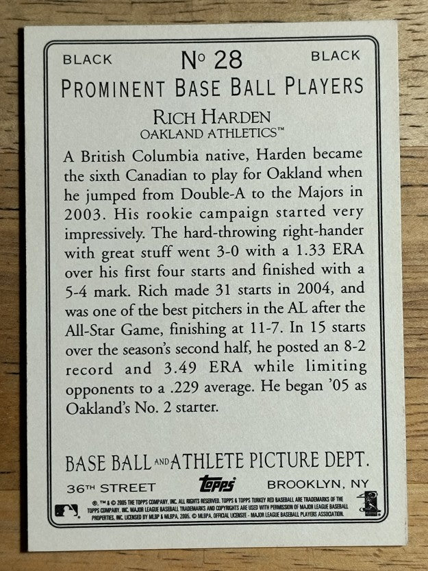 2005 Topps Turkey Red Black #28 Rich Harden (EXMT)