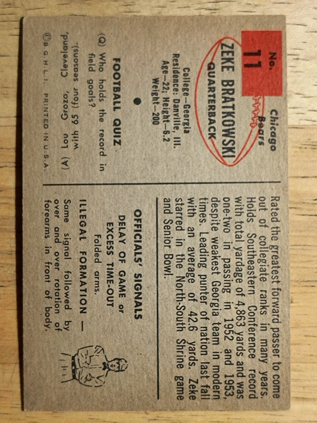 1954 Bowman #11 Zeke Bratkowski RC (EXMT)