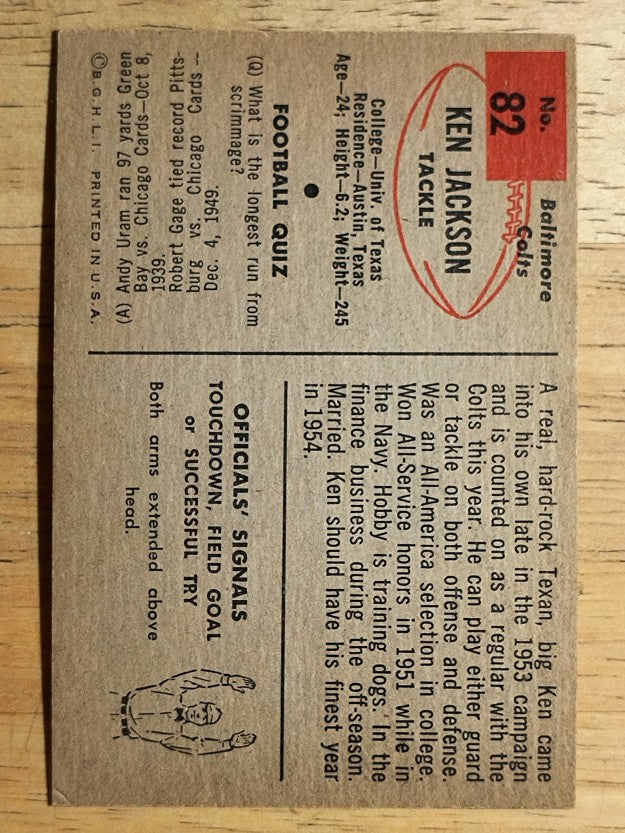 1954 Bowman #82 Ken Jackson SP RC (EXMT)