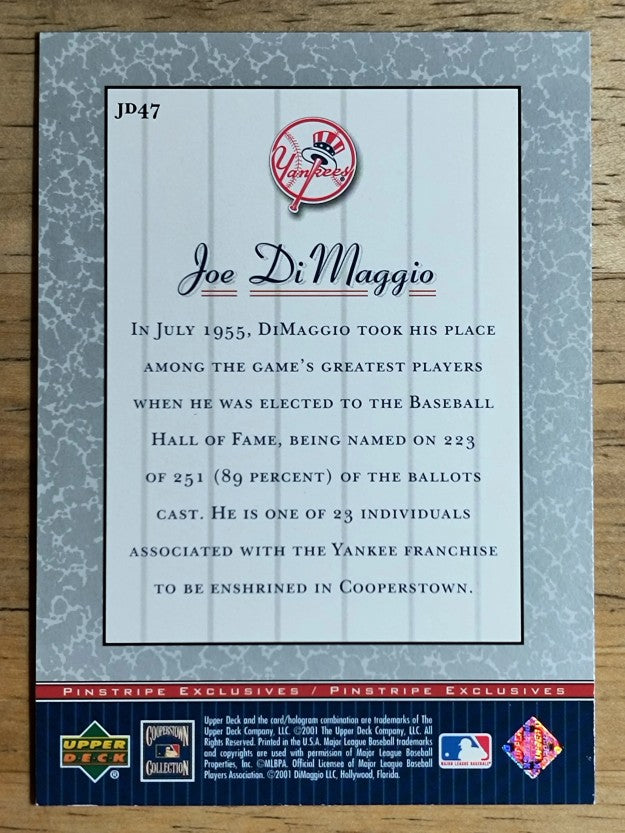 2001 Upper Deck Pinstripe Exclusives DiMaggio #JD47 Joe DiMaggio