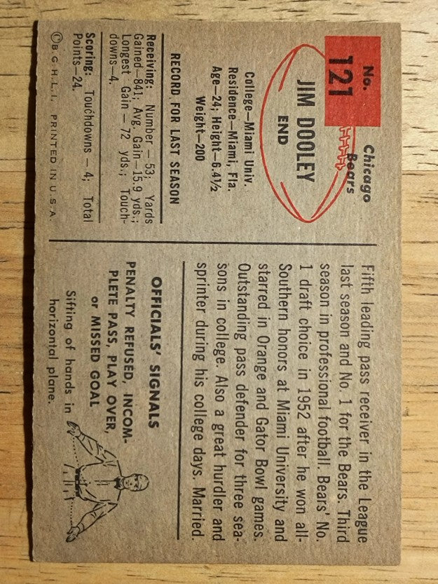 1954 Bowman #121 Jim Dooley (EXMT)