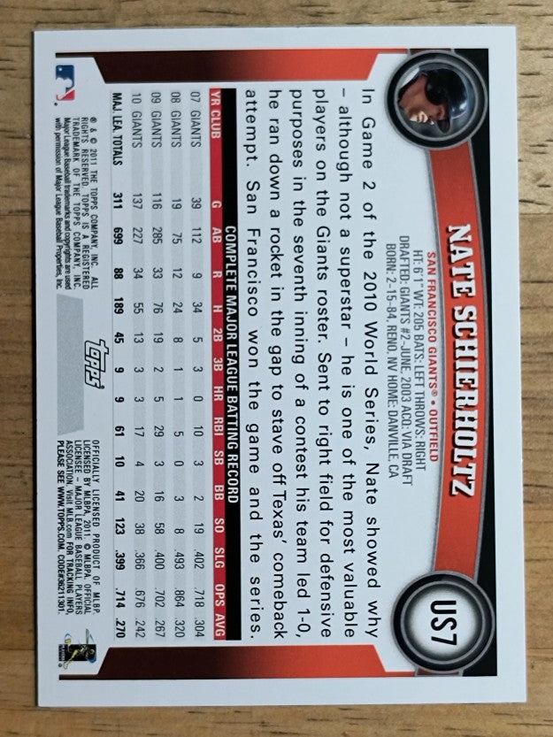 2011 Topps Update #US7 Nate Schierholtz