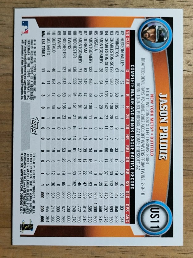 2011 Topps Update #US11 Jason Pridie