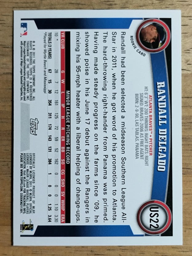 2011 Topps Update #US22 Randall Delgado RC