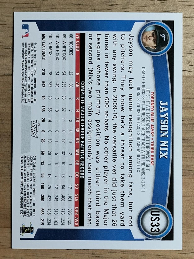 2011 Topps Update #US33 Jayson Nix