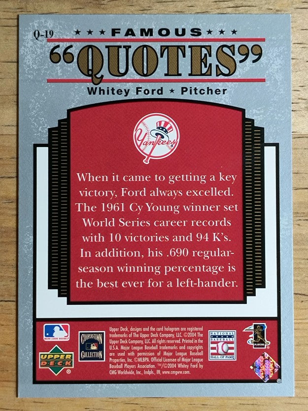 2004 Upper Deck Famous Quotes #19 Whitey Ford