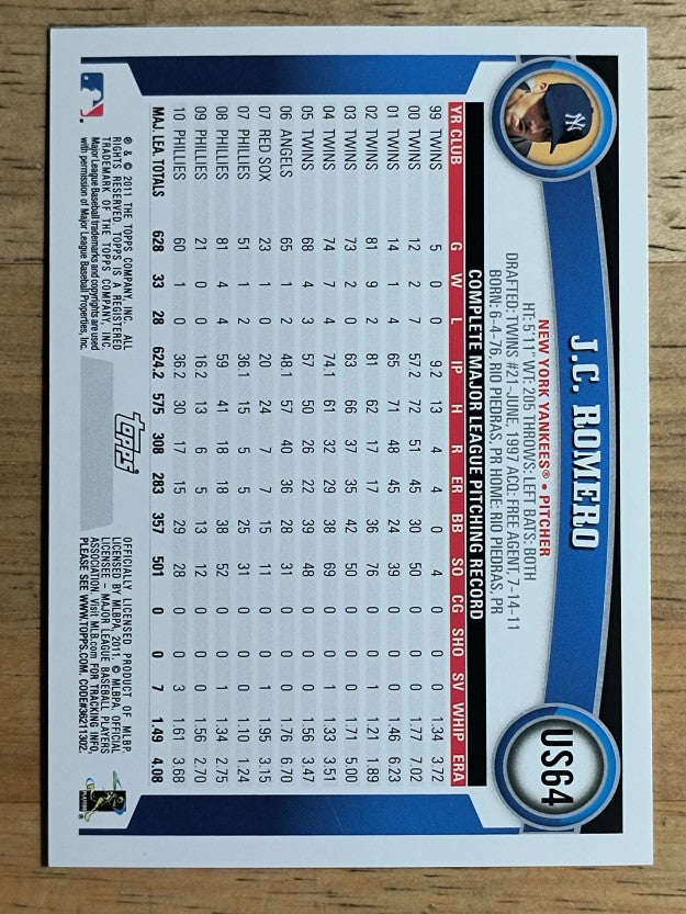 2011 Topps Update #US64 J.C. Romero