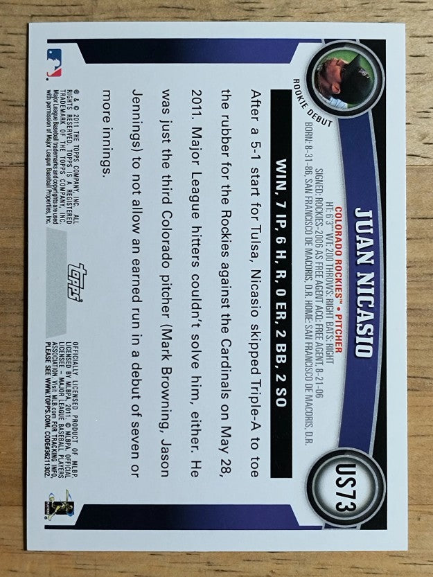 2011 Topps Update #US73 Juan Nicasio