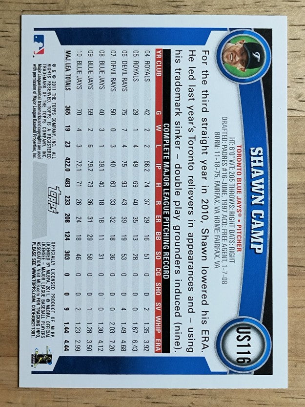 2011 Topps Update #US116 Shawn Camp