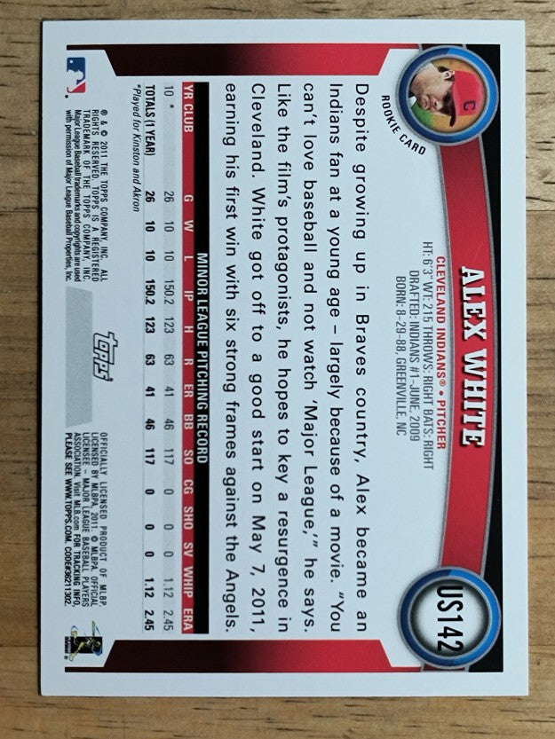 2011 Topps Update #US142 Alex White RC