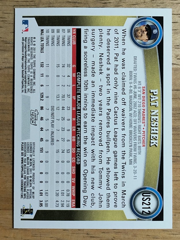 2011 Topps Update #US212 Pat Neshek