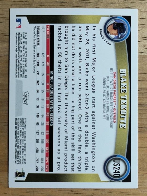 2011 Topps Update #US240 Blake Tekotte RC
