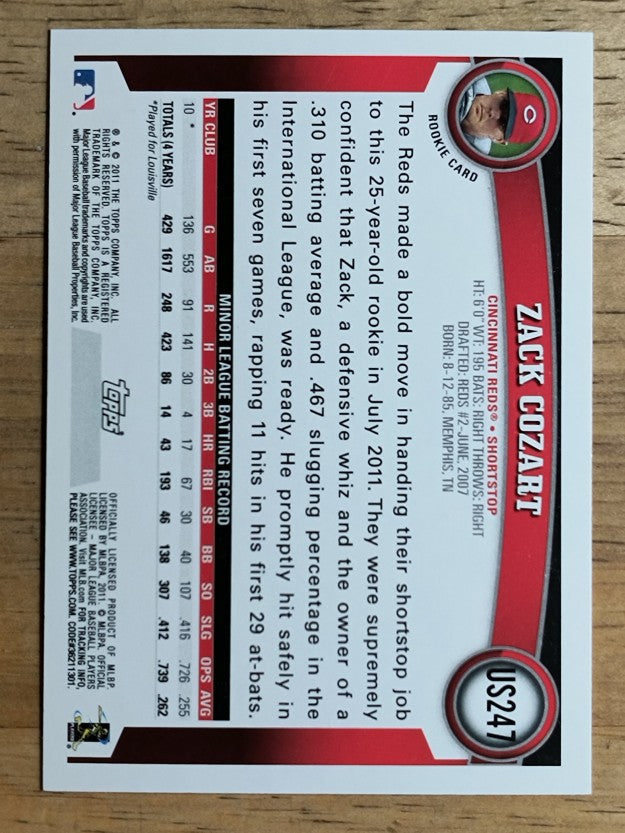 2011 Topps Update #US247 Zack Cozart RC