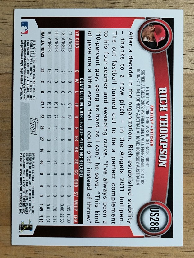 2011 Topps Update #US286 Rich Thompson