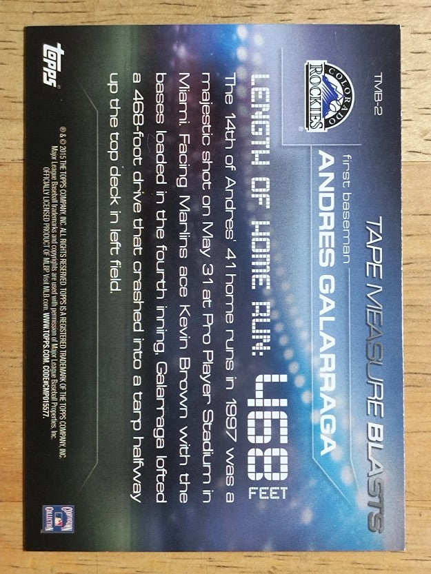 2015 Topps Update Tape Measure Blasts #TMB2 Andres Galarraga