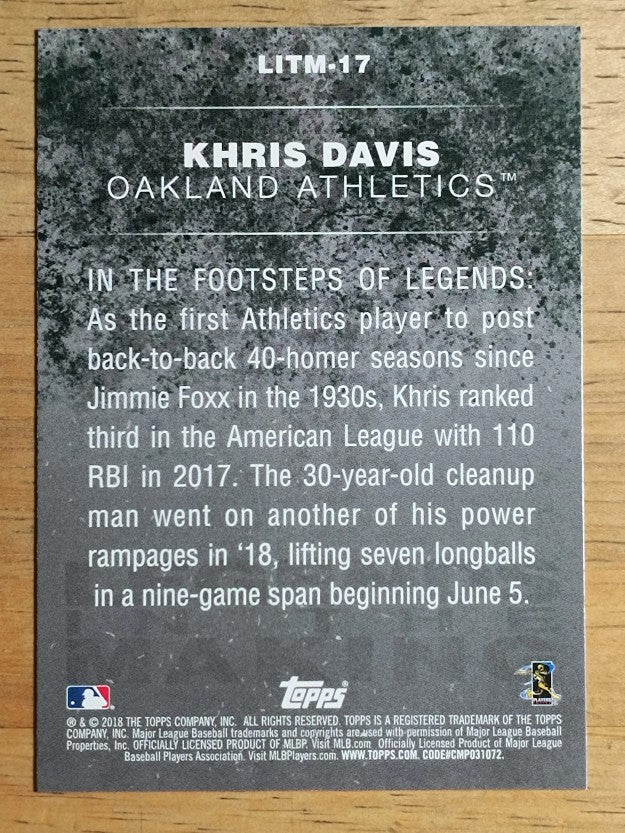 2018 Topps Update Legends in the Making #LITM17 Khris Davis