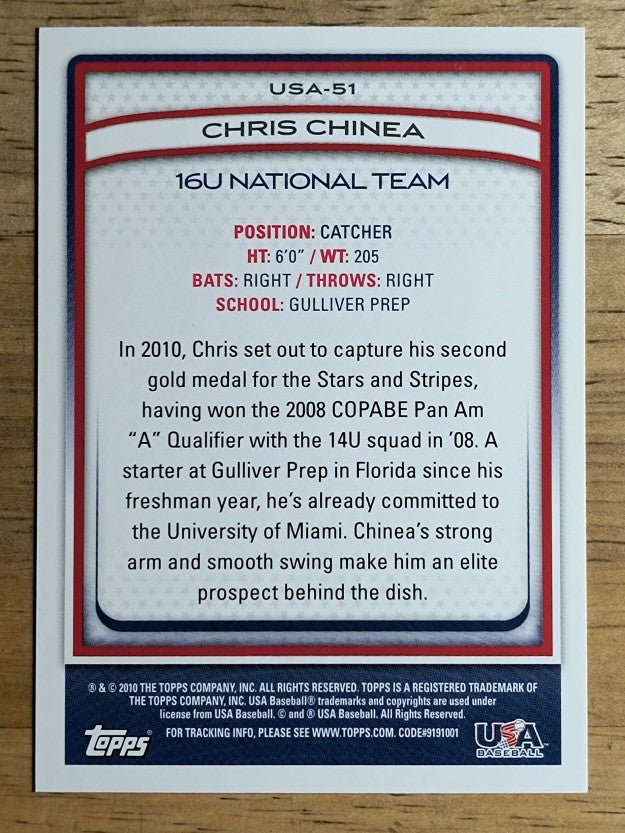 2010 USA Baseball #USA51 Chris Chinea