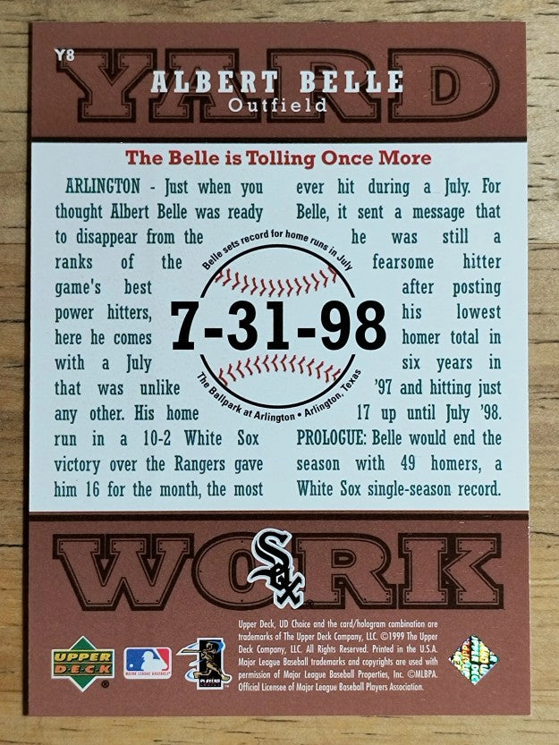 1999 UD Choice Yard Work #Y8 Albert Belle