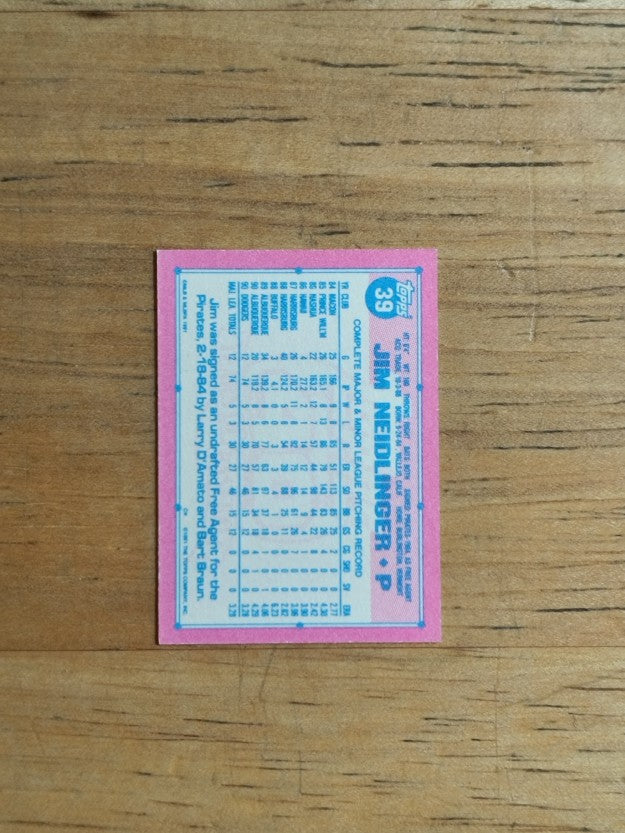 1991 Topps Micro #39 Jim Neidlinger