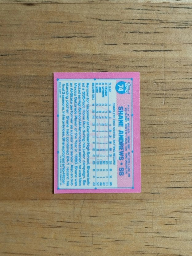 1991 Topps Micro #74 Shane Andrews RC