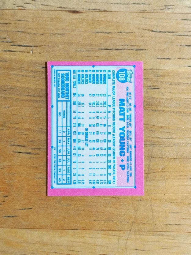 1991 Topps Micro #108 Matt Young