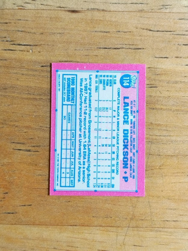 1991 Topps Micro #114 Lance Dickson RC