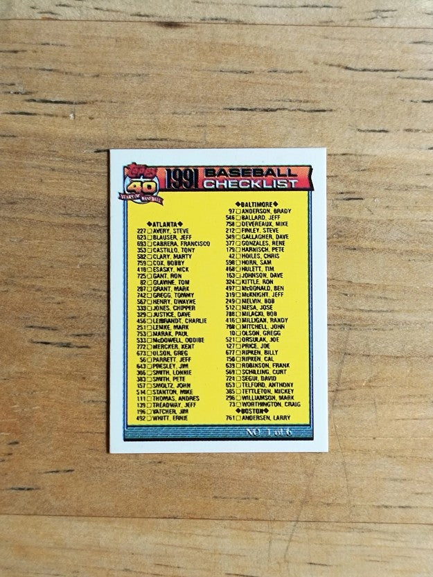 1991 Topps Micro #131 Checklist 1