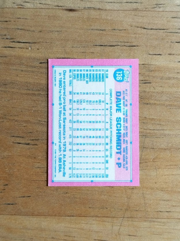 1991 Topps Micro #136 Dave Schmidt
