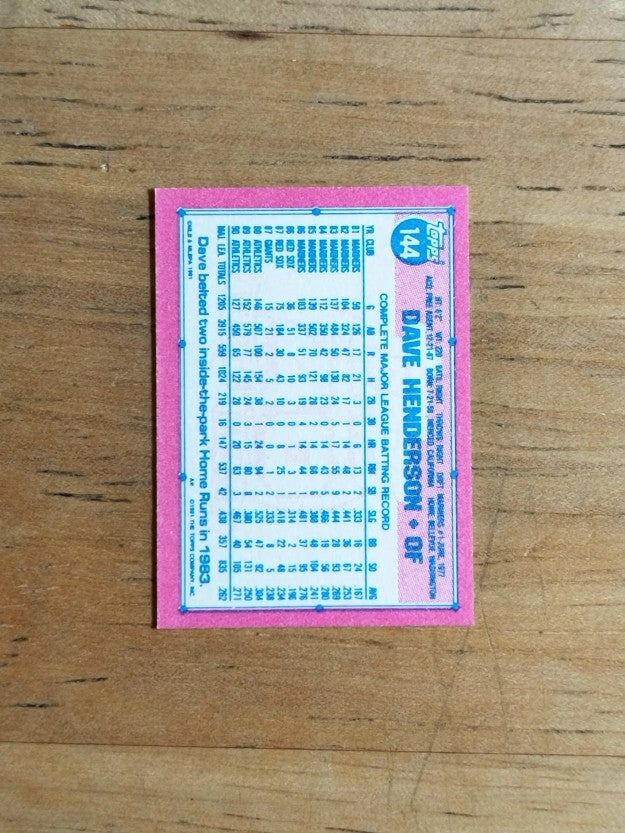 1991 Topps Micro #144 Dave Henderson