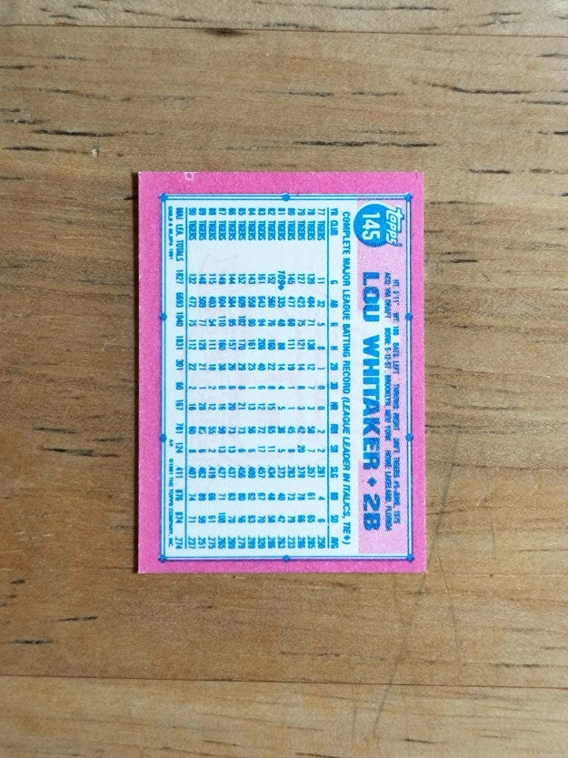 1991 Topps Micro #145 Lou Whitaker