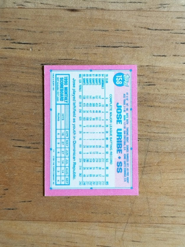 1991 Topps Micro #158 Jose Uribe