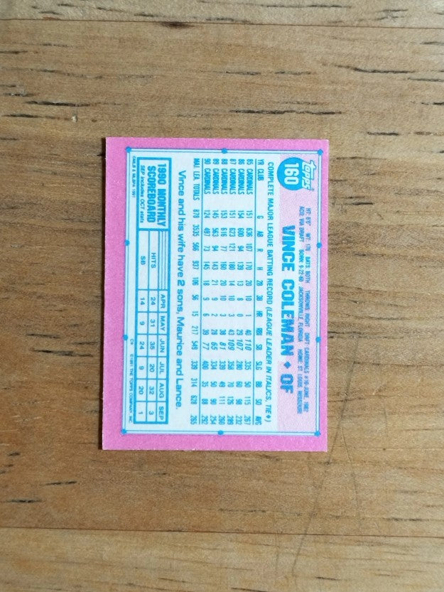 1991 Topps Micro #160 Vince Coleman