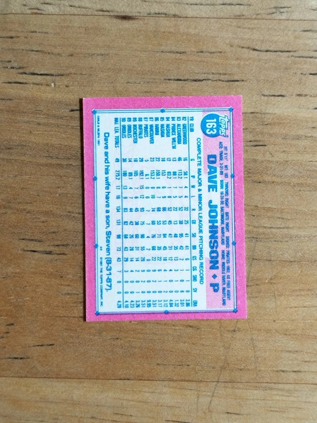 1991 Topps Micro #163 Dave Johnson
