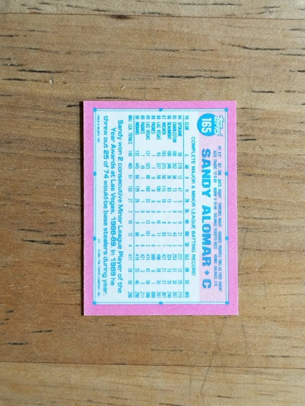 1991 Topps Micro #165 Sandy Alomar Jr.
