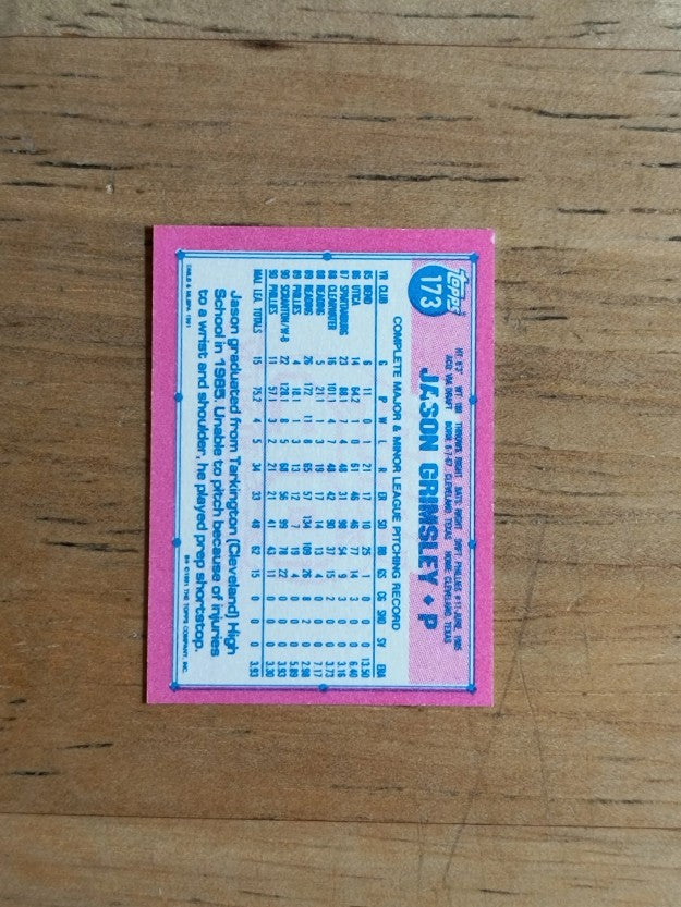 1991 Topps Micro #173 Jason Grimsley