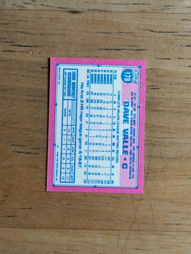 1991 Topps Micro #178 Dave Valle