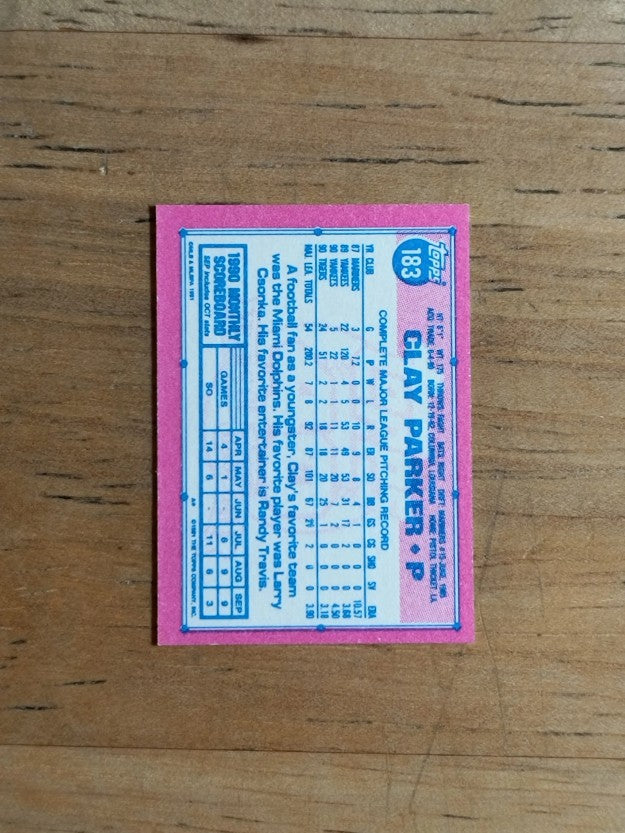1991 Topps Micro #183 Clay Parker