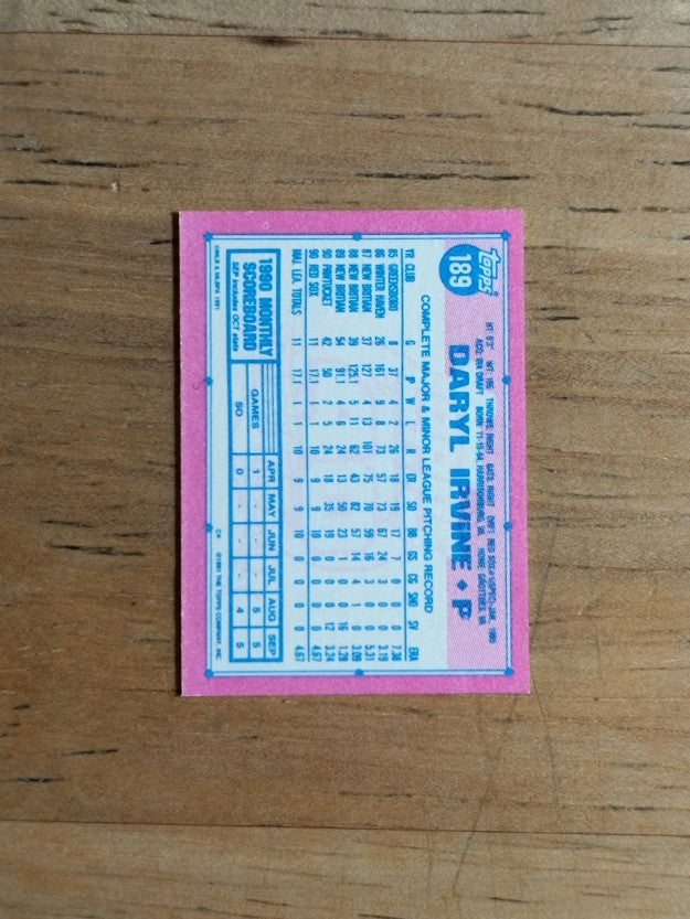 1991 Topps Micro #189 Daryl Irvine