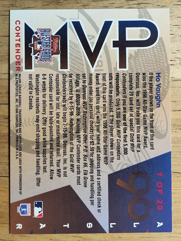 1996 Leaf All-Star Game MVP Contenders Gold #7 Mo Vaughn