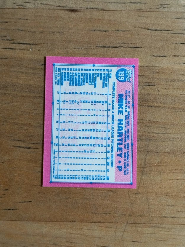 1991 Topps Micro #199 Mike Hartley