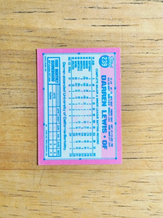 1991 Topps Micro #239 Darren Lewis FTC