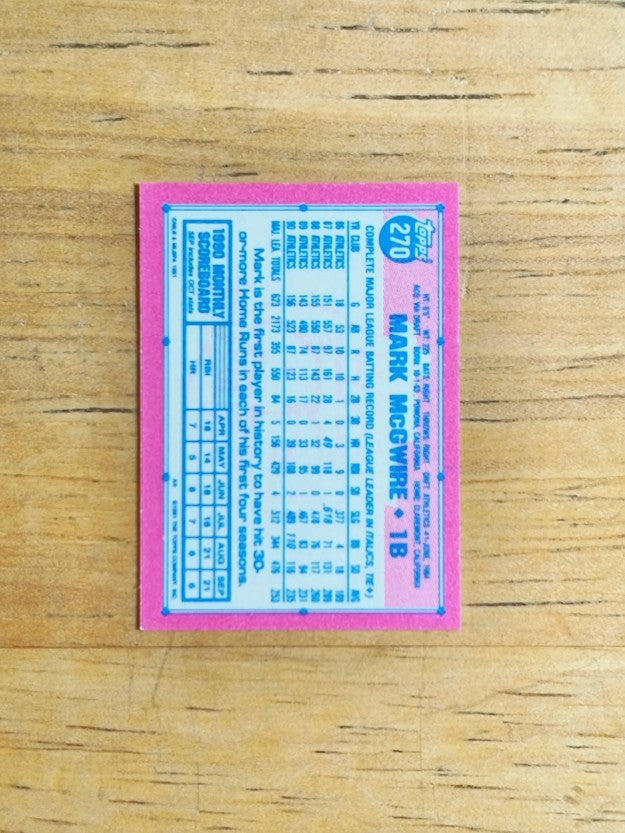 1991 Topps Micro #270 Mark McGwire