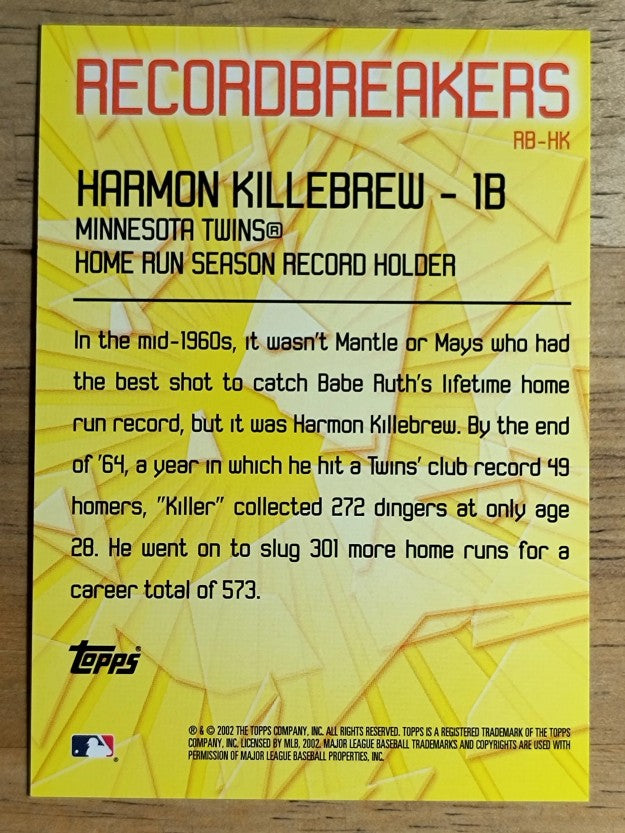 2003 Topps Record Breakers #HK Harmon Killebrew 1