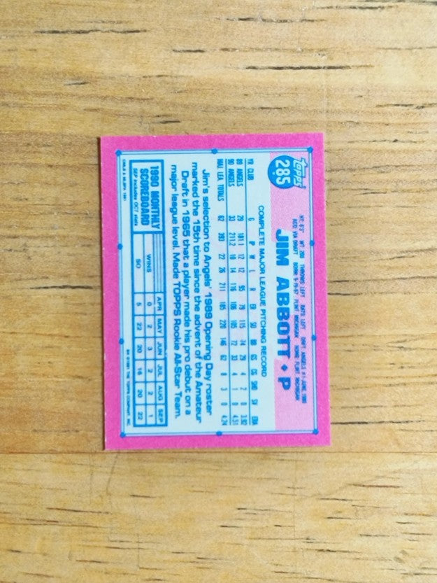 1991 Topps Micro #285 Jim Abbott