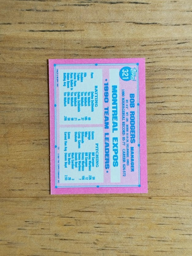 1991 Topps Micro #321 Bob Rodgers MG