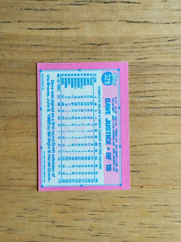 1991 Topps Micro #329 David Justice