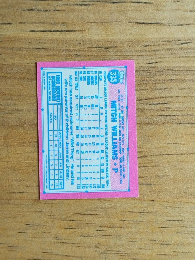 1991 Topps Micro #335 Mitch Williams